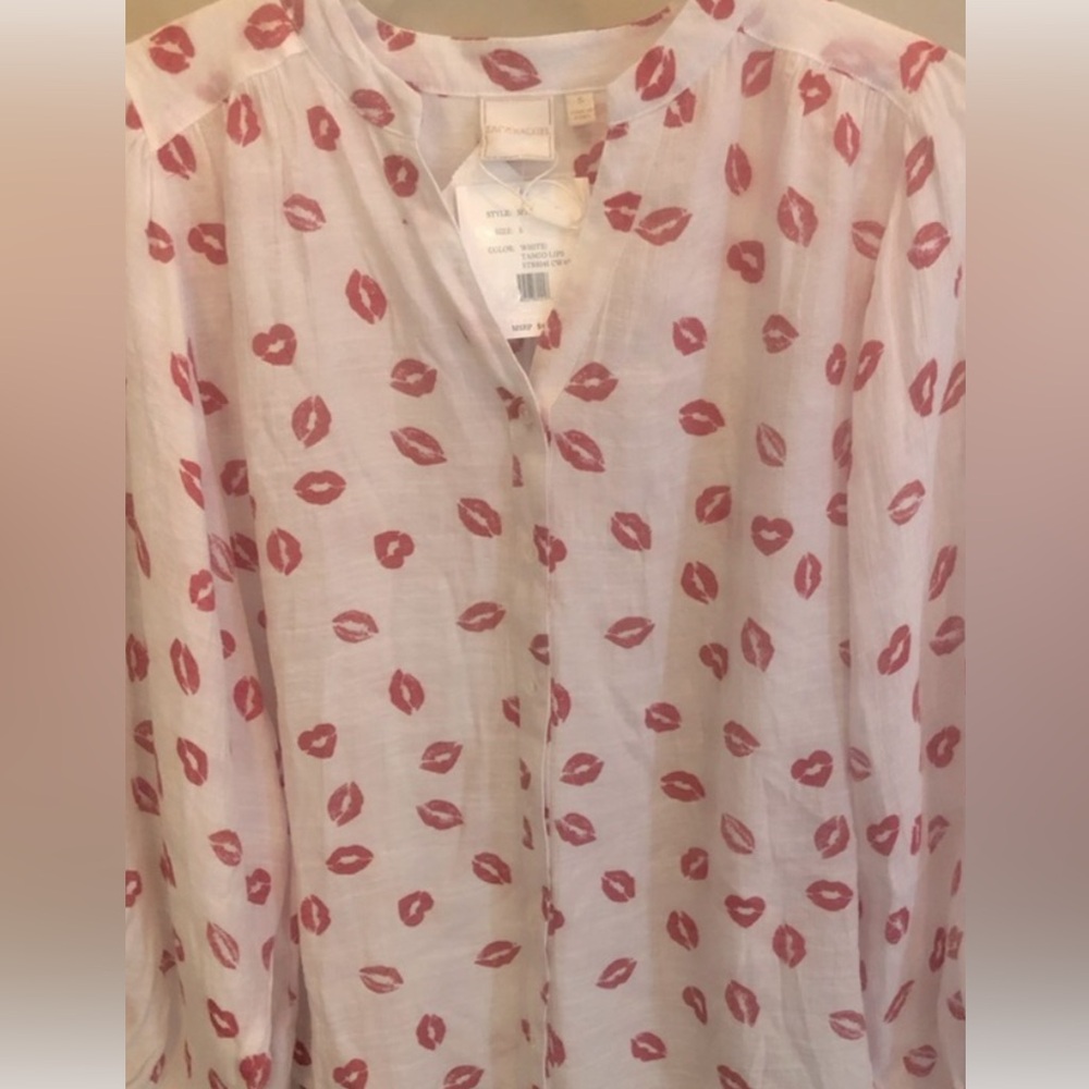 Zac and Rachel button up boho blouse red/white
